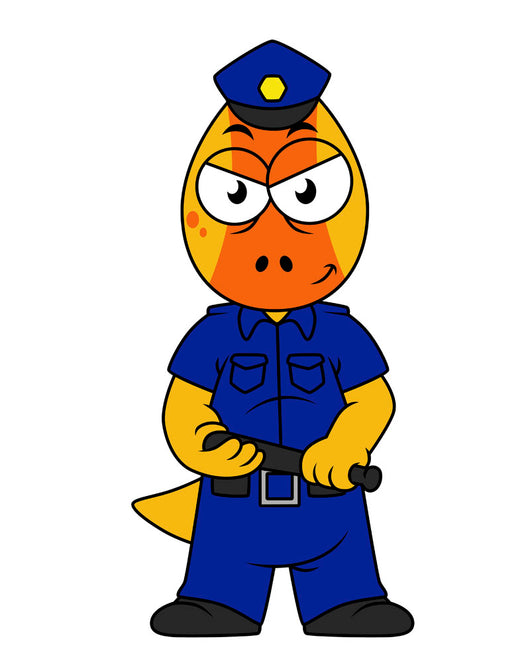 Illustration Pachycephalosaurus Police Officer Wall Decal