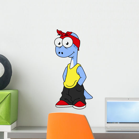 Illustration Brontosaurus Dressed Hip Wall Decal