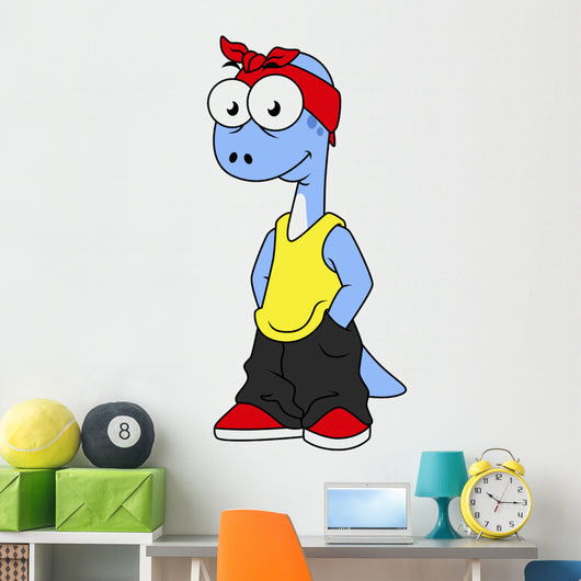 Illustration Brontosaurus Dressed Hip Wall Decal