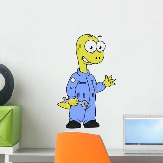Illustration Brontosaurus Mechanic Wall Decal