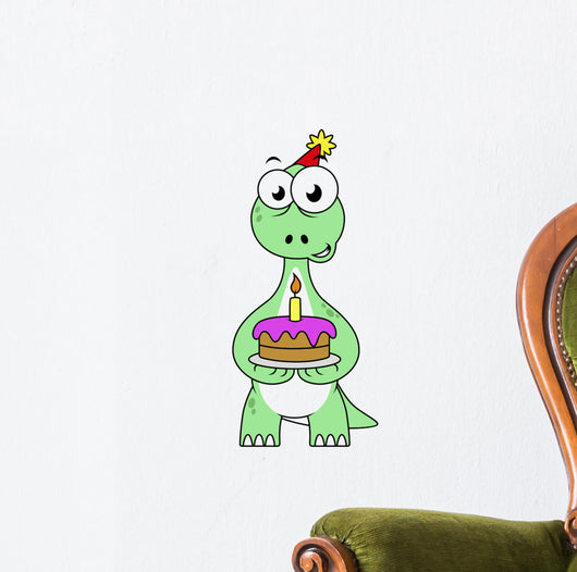 Illustration Brontosaurus with Birthday Wall Decal