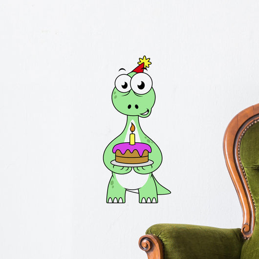 Illustration Brontosaurus with Birthday Wall Decal