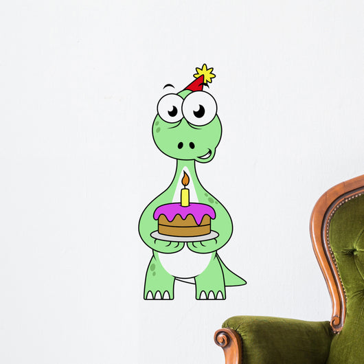 Illustration Brontosaurus with Birthday Wall Decal