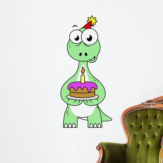 Illustration Brontosaurus with Birthday Wall Decal
