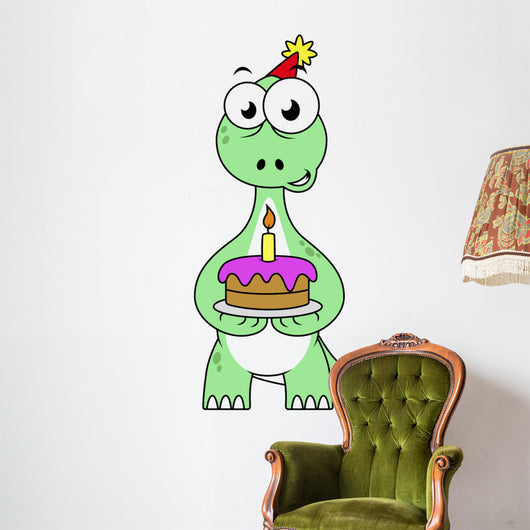 Illustration Brontosaurus with Birthday Wall Decal