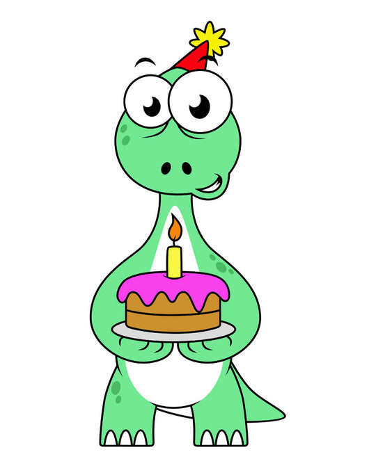 Illustration Brontosaurus with Birthday Wall Decal