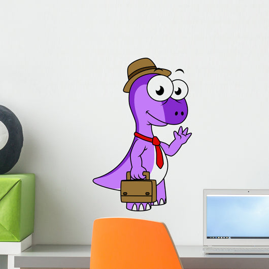 Illustration Pachycephalosaurus Businessman Wall Decal
