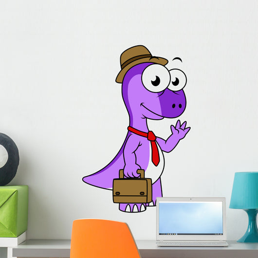 Illustration Pachycephalosaurus Businessman Wall Decal