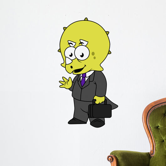 Illustration Triceratops Businessman Wall Decal