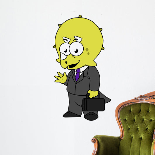 Illustration Triceratops Businessman Wall Decal