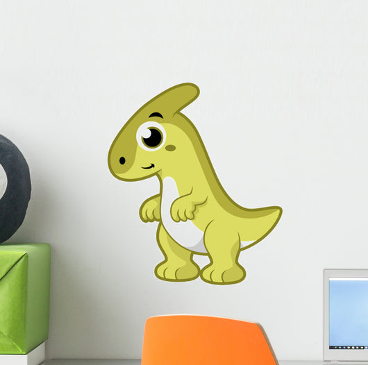 Cute Illustration Parasaurolophus Dinosaur Wall Decal Design 3