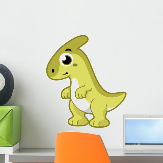 Cute Illustration Parasaurolophus Dinosaur Wall Decal Design 3