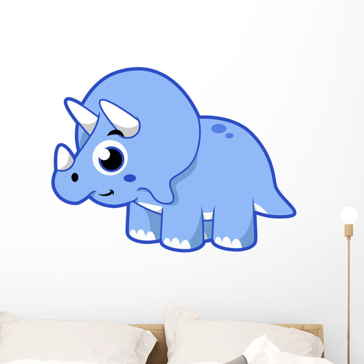 Cute Illustration Triceratops Dinosaur Wall Decal