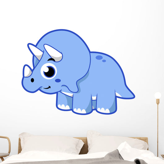 Cute Illustration Triceratops Dinosaur Wall Decal