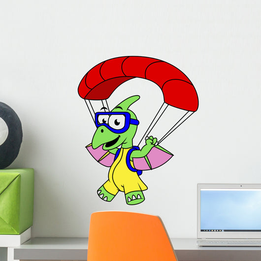 Illustration Pterodactyl Parachuting Wall Decal