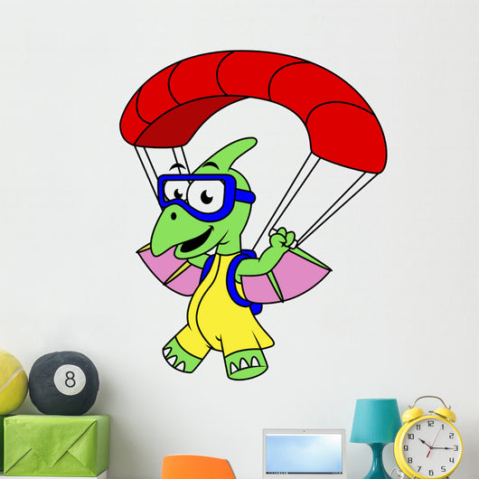 Illustration Pterodactyl Parachuting Wall Decal