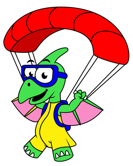 Illustration Pterodactyl Parachuting Wall Decal