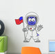 Illustration Parasaurolophus Astronaut Holding Wall Decal