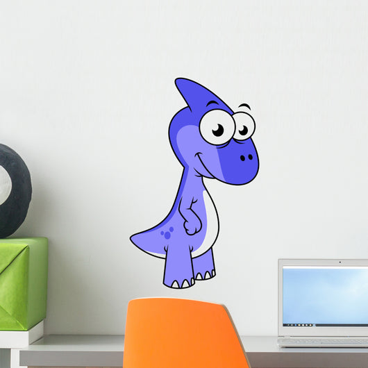 Cute Illustration Parasaurolophus Dinosaur Wall Decal Design 2