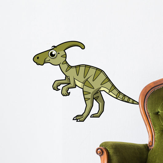 Cute Illustration Parasaurolophus Dinosaur Wall Decal Design 1