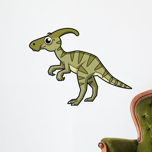 Cute Illustration Parasaurolophus Dinosaur Wall Decal Design 1