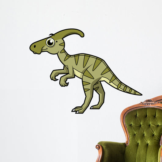 Cute Illustration Parasaurolophus Dinosaur Wall Decal Design 1