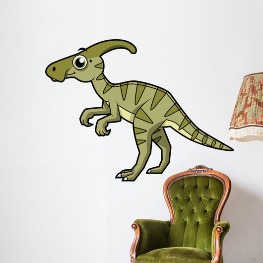Cute Illustration Parasaurolophus Dinosaur Wall Decal Design 1