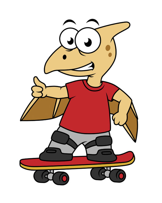 Illustration Pterosaur Skateboarding Wall Decal