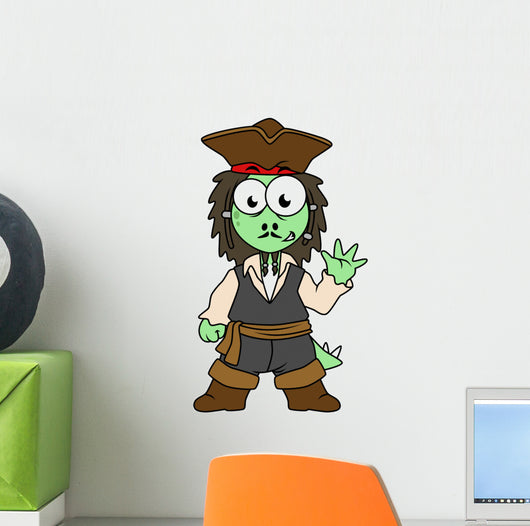 Illustration Stegosaurus Pirate Jack Wall Decal