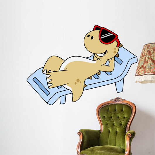 Illustration Sunbathing Tyrannosaurus Rex Wall Decal
