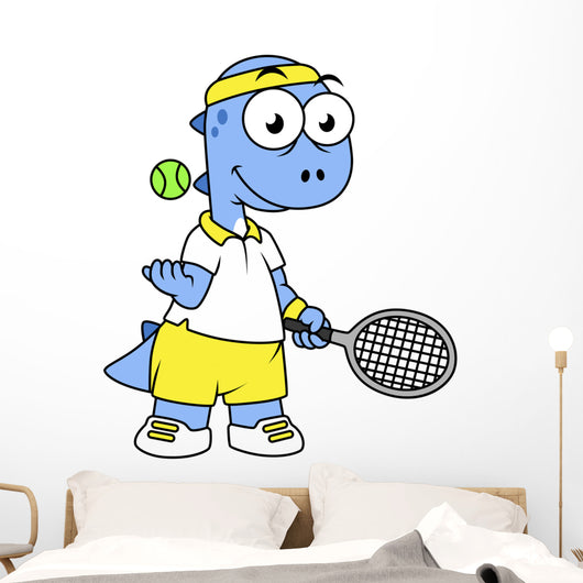 Illustration Tyrannosaurus Rex Tennis Wall Decal