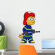 Illustration Tyrannosaurus Rex Firefighter Wall Decal