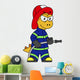 Illustration Tyrannosaurus Rex Firefighter Wall Decal