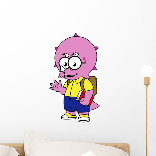 Illustration Triceratops Nerd with Wall Decal