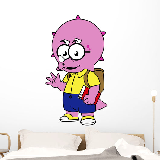 Illustration Triceratops Nerd with Wall Decal