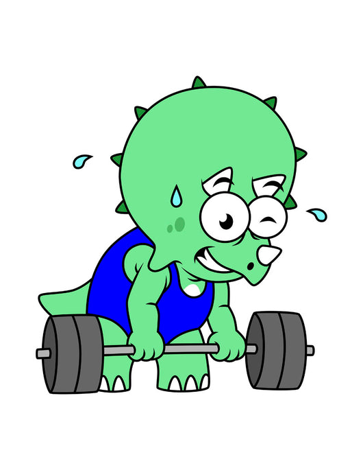 Illustration Triceratops Lifting Weights Wall Decal