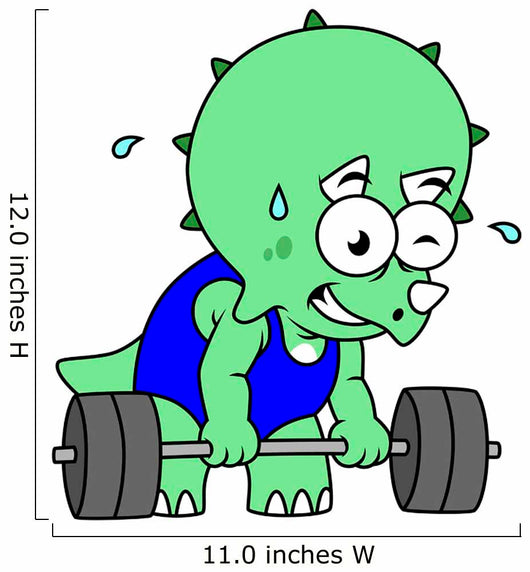 Illustration Triceratops Lifting Weights Wall Decal
