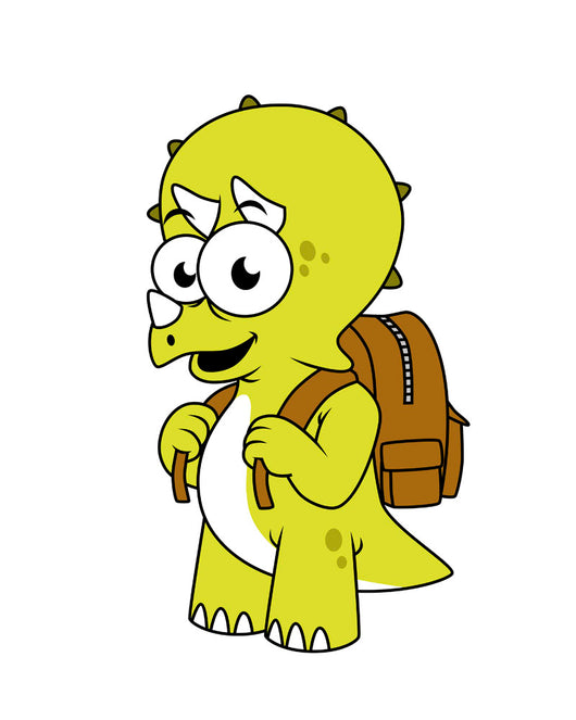 Illustration Triceratops with Backpack Wall Decal
