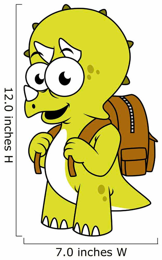 Illustration Triceratops with Backpack Wall Decal
