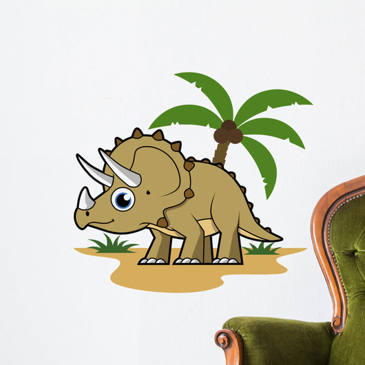 Cute Triceratops Tropical Climate Wall Decal