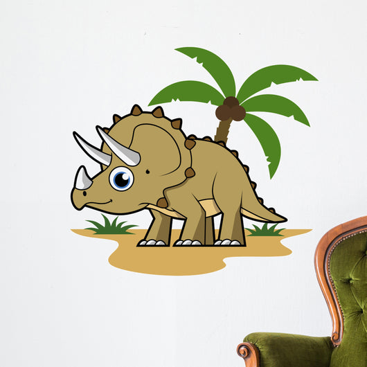 Cute Triceratops Tropical Climate Wall Decal