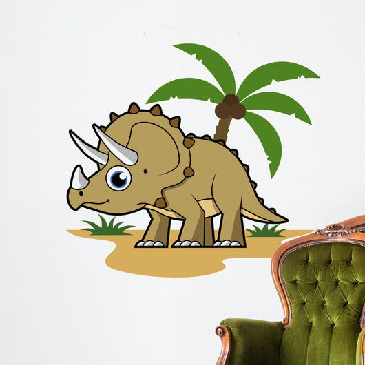 Cute Triceratops Tropical Climate Wall Decal