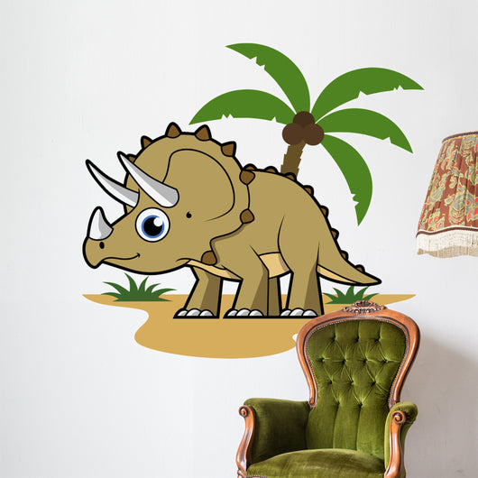 Cute Triceratops Tropical Climate Wall Decal