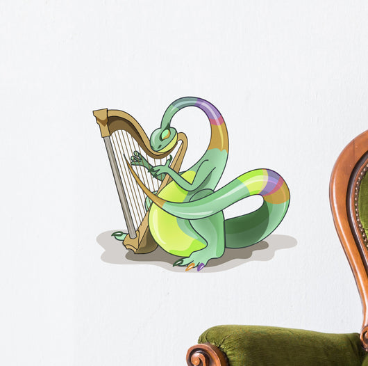 Illustration Plateosaurus Playing Harp Wall Decal