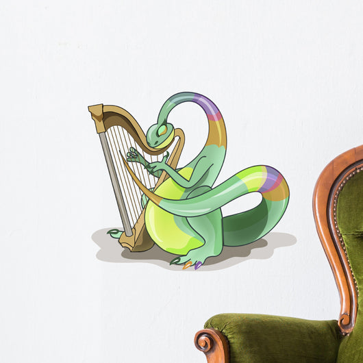 Illustration Plateosaurus Playing Harp Wall Decal