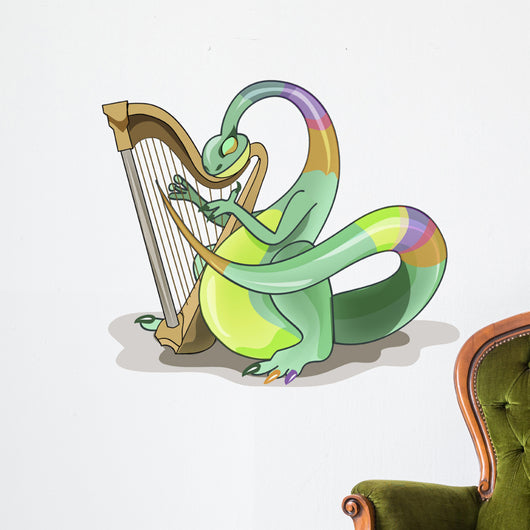 Illustration Plateosaurus Playing Harp Wall Decal