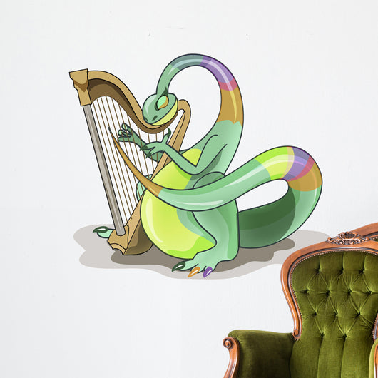 Illustration Plateosaurus Playing Harp Wall Decal