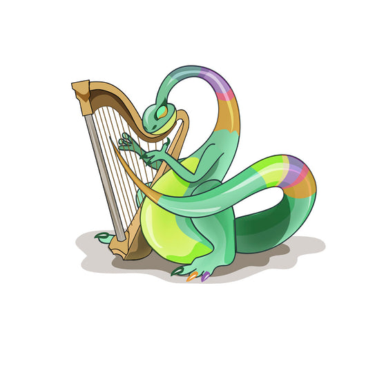 Illustration Plateosaurus Playing Harp Wall Decal