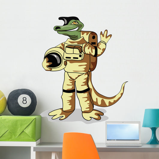 Illustration Iguanodon Dressed Cosmonaut Wall Decal