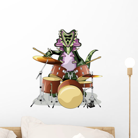 Illustration Chasmosaurus Playing Drums Wall Decal
